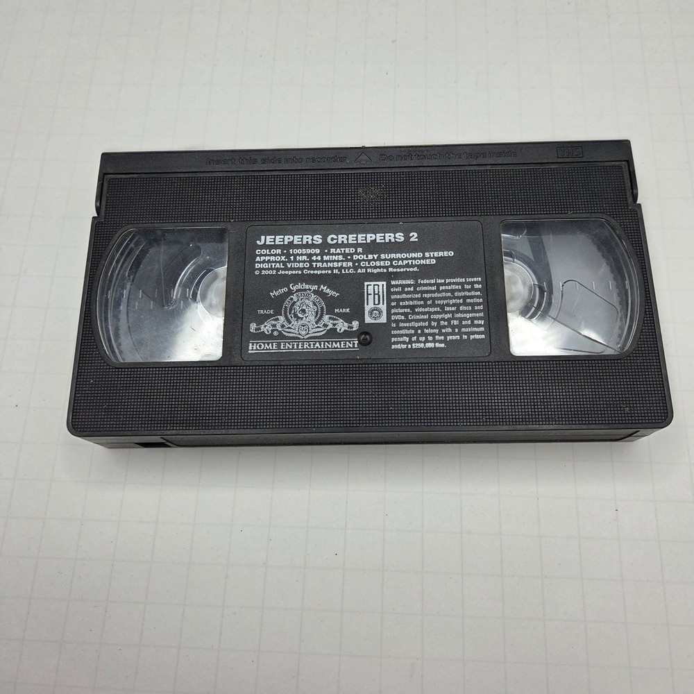 Jeepers Creepers 2 VHS Tape MGM Horror Movie 2002 Rated R Black Tape Only